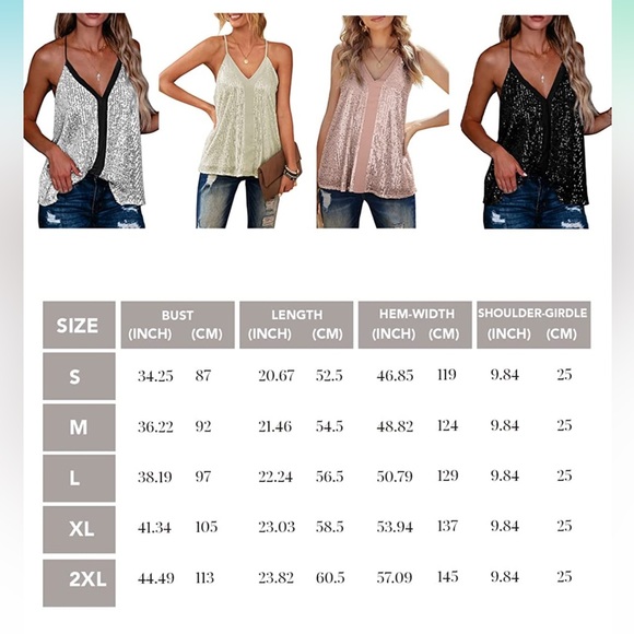 Shawhuwa Women's Fashion V Neck Sequin Strappy Flowy Tank - Picture 6 of 10